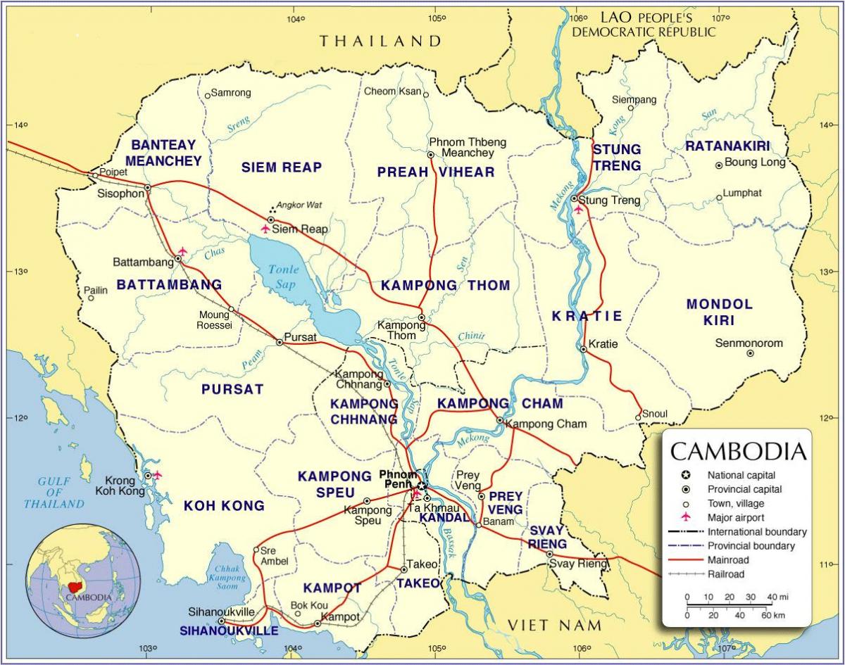 Mapa ng Cambodia kalsada