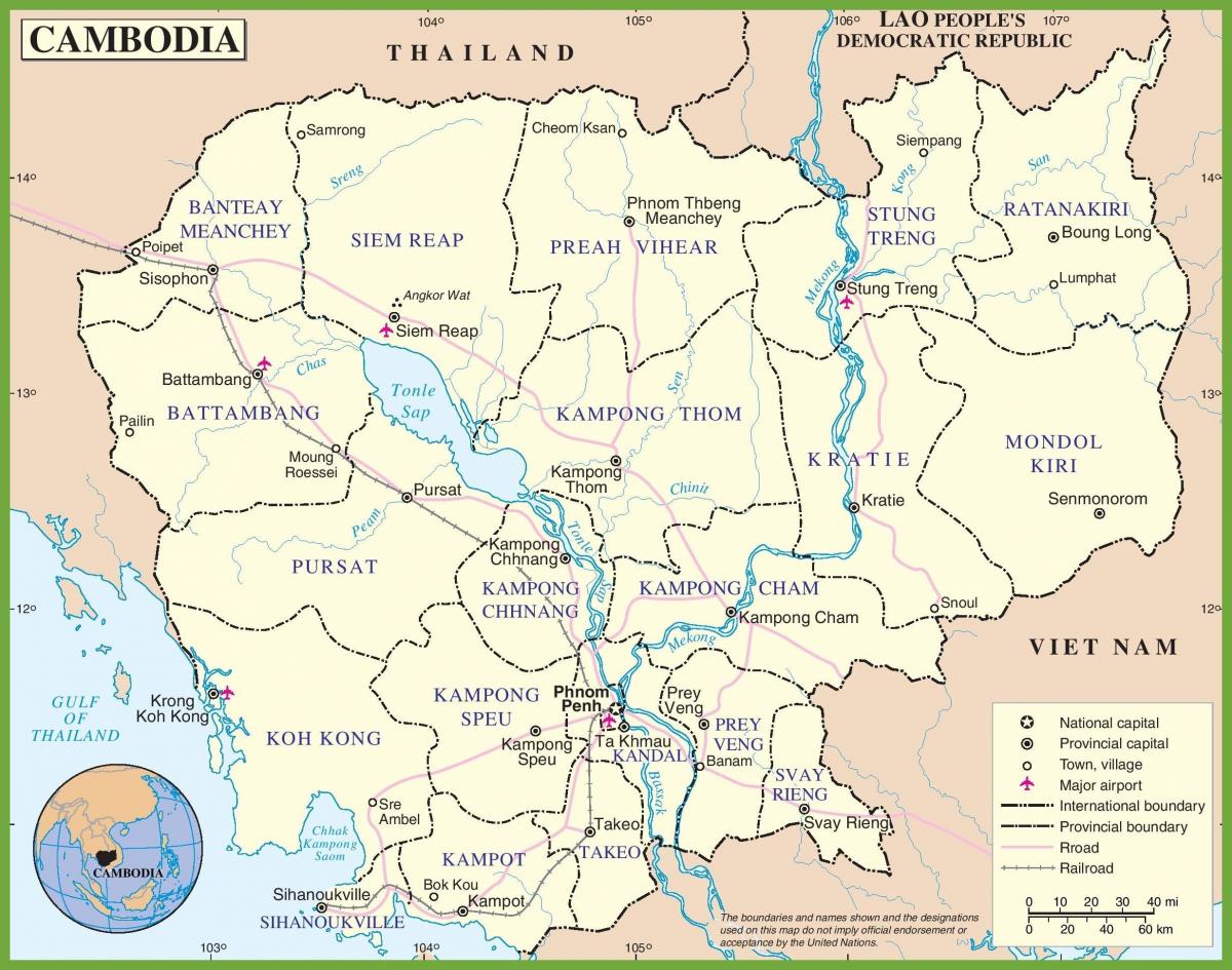 Mapa ng Cambodia pampulitika